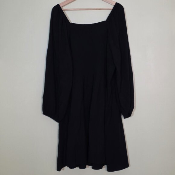 Old Navy Dress Womens 3X Black Square Neck Puff Sleeve Milkmaid Smocked Top Goth - Picture 12 of 13